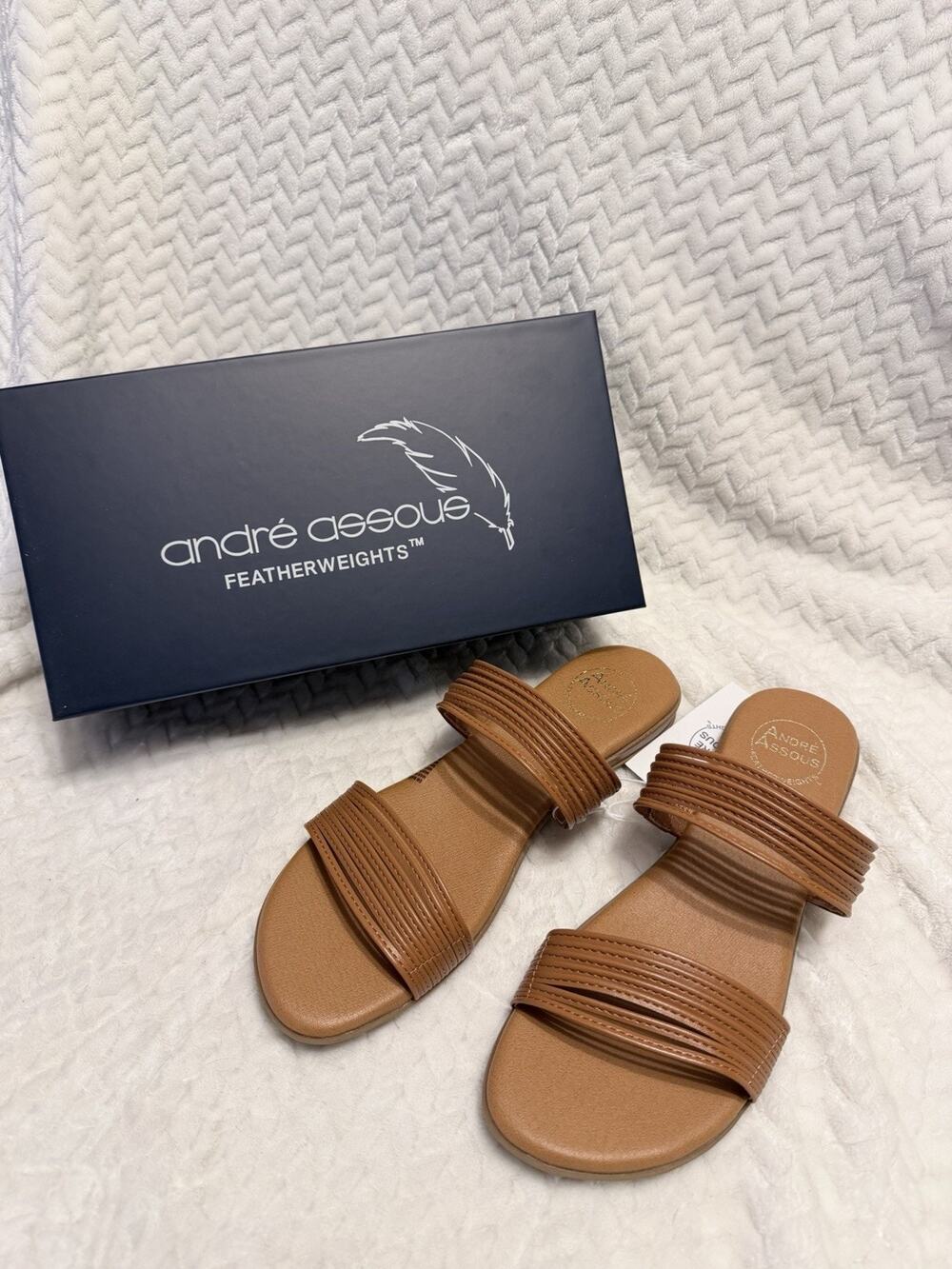 André Assous Nabila Pecan Brown Crossband Sandal US 8 EU 38.5